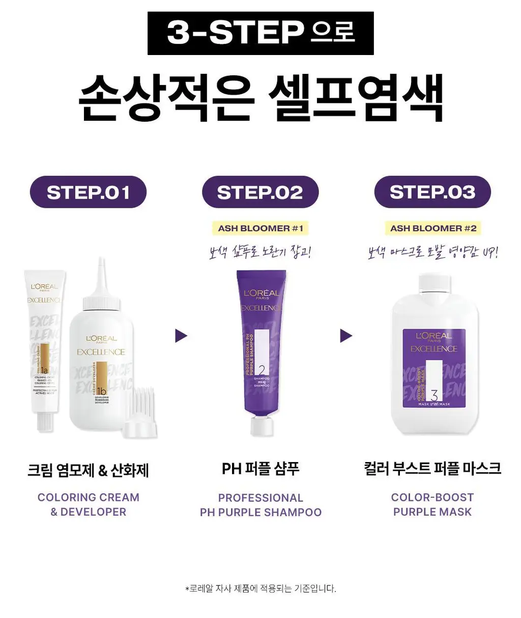 [애쉬컬러] 로레알파리 엑셀랑스 애쉬슈프림 3colors (애쉬브라운/애쉬그레이) 상세페이지 5